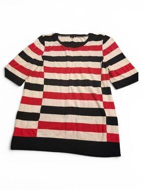 Talbots Red, Blue & White Striped Crewneck Top